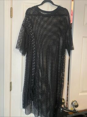 ROMWE Black Mesh Eyelet Dress